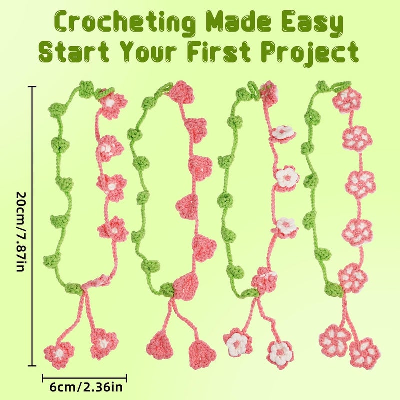 WaldyWop Crochet Kit for Beginners: 4 Flower Bracelets Knitting Kits for Adults Women w/Easy Yarn & Step-by-Step Video Tutorials - Wobbles Crochet Starter Kit for Teens, Birthday Gift for Mom - Image 4